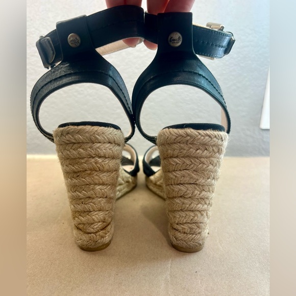 COACH BLACK WEDGES WITH ANKLE STRAP/BUCKLE SIZE 39 - Picture 7 of 7